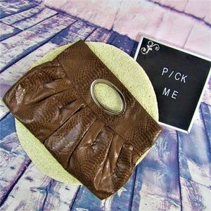 Express Brown Snakeskin Clutch
